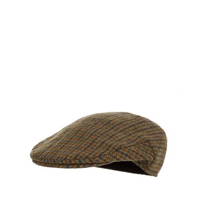 Osborne Khaki wool blend dogtooth flat cap